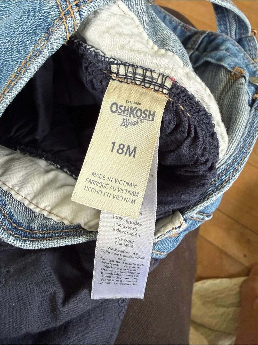 OshKosh Denim and Navy Eyelet Skirt Overall Dress